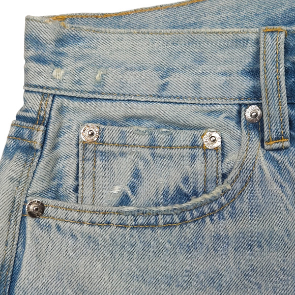 NWOT Pistola Charlie Distressed Button Fly Straight Leg Jeans Sz. 26x27 Blue - Picture 7 of 12